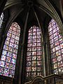 A stained glass mural art at a Christian Church.