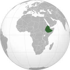 Kejsardömet Etiopiens läge i Afrika under mitten av 1900-talet.