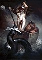 Thór bojující s Jörmungandrem (Henry Fuseli, 1788)