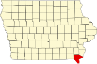 Map of Ajova highlighting Lee County