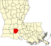 アカディア郡の位置を示したルイジアナ州の地図