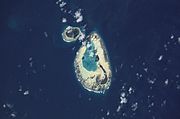 NASA astronaut image of St. Joseph Atoll and D'Arros Island.