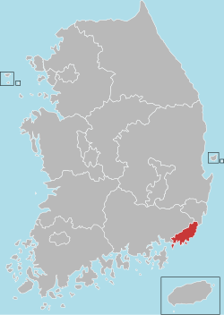 Map of South Korea with Busan highlighted