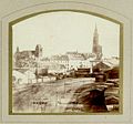 Blick auf den Kopfbahnhof mit Münster im Hintergrund (um 1869)