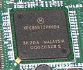 A PowerPC 855T PowerQUICC processor in a plastic BGA package