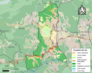 Carte en couleurs présentant l'occupation des sols.