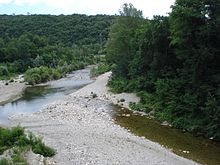 Cendras (Gard, Fr), le Galeizon débouchant dans le Gardon d'Alès.JPG