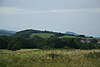 Blick etwa vom Grabenberg von einem Weg zwischen Schwarzem Moor und Frankenheim westwärts zum Dungberg; mit Birx (rechts) und dem Berg Milseburg (hinten)