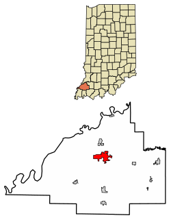 Location of Princeton in Gibson County, Indiana.