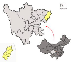 Lage der Stadt Dazhou in der chinesischen Provinz Sichuan