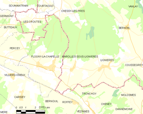 Poziția localității Marolles-sous-Lignières