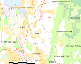 Mapa obce Sonnaz