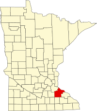 Map of Minesota highlighting Goodhue County