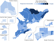 Support for Conservative Party candidates by riding