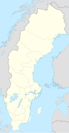 Mapa konturowa Szwecji, u góry po prawej znajduje się punkt z opisem „Piteå”