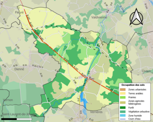 Carte en couleurs présentant l'occupation des sols.