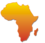 Silouette Afrikas von oben gelb nach unten orange changierend