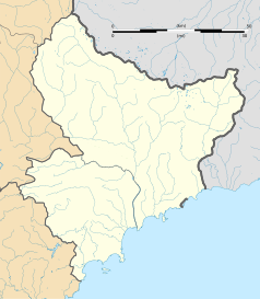 Mapa konturowa Alp Nadmorskich, po prawej znajduje się punkt z opisem „Sospel”