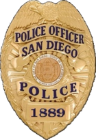 Current SDPD officer badge, issued since 1974 based on a 1930 design.