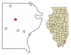 Location of Ridgway in Gallatin County, Illinois.