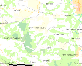 Mapa obce Saint-Victor-Rouzaud