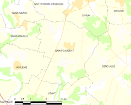 Mapa obce Saint-Gaudent