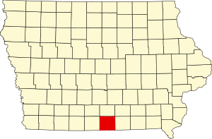 Map of Iowa highlighting Wayne County