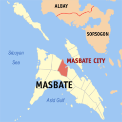 Peta Masbate dengan Bandar Masbate dipaparkan