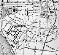 Neustadt und Bilk mit Neusser Straße (1890)