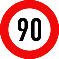 127: Maximum speed limit (90 km/h)
