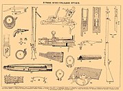 百科��典に掲載された各種の小火器。10番・11番がドライゼ銃の機関部を示す