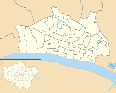 Mapa konturowa City of London, blisko centrum na prawo znajduje się punkt z opisem „Lombard Street”