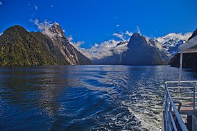 Photograph from cruise boat in Milford Sound