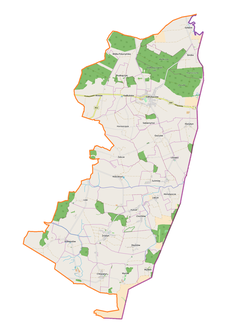 Mapa konturowa gminy Dołhobyczów, blisko centrum po lewej na dole znajduje się punkt z opisem „Liski”