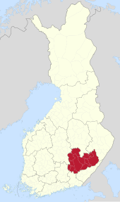 Güney Savonya'nın Finlandiya'daki konumu