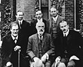 Image 3Group photo 1909 in front of Clark University. Front row, Sigmund Freud, G. Stanley Hall, Carl Jung. Back row, Abraham Brill, Ernest Jones, Sándor Ferenczi. (from කාල් යුං)