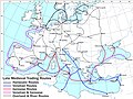 Image 6A map showing the main trade routes for goods within late medieval Europe (from Economics)