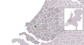 Highlighted position of Maassluis in a municipal map of South Holland