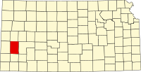 カーニー郡の位置を示したカンザス州の地図