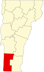 Map of Vermont highlighting Bennington County