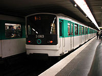 MF 67 rolling stock on Line 9 at Miromesnil