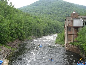 Monroe on the right (west) bank, Rowe on the left (east) bank