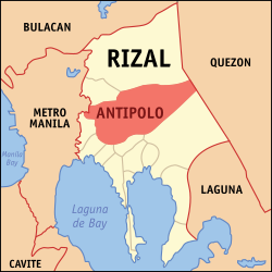 Map of Rizal with Antipolo highlighted