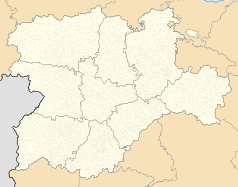 Mapa konturowa Kastylii i Leónu, na dole po lewej znajduje się punkt z opisem „Pelayos”