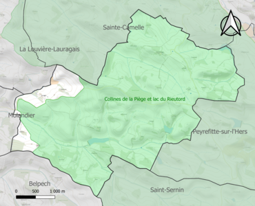 Carte de la ZNIEFF de type 1 sur la commune.