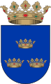 Escudo del pueblo español de Burriana. Las coronas aquí se refieren al hecho de que en 1901, la Reina Regente de España, María Cristina de Austria, le dio a la villa el título de ciudad, y fue coronada tres veces.[4]​