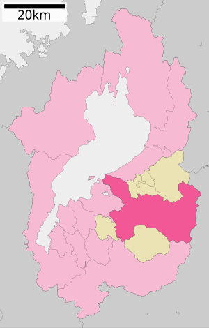 Lage Higashiōmis in der Präfektur