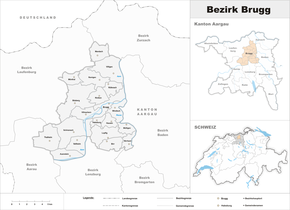 Karte von Bezirk Brugg