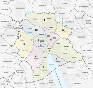 Схема районов и кварталов Цюриха