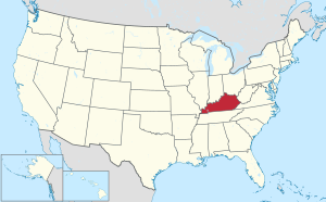 Harta e Shteteve të Bashkuara me Kentucky të theksuar